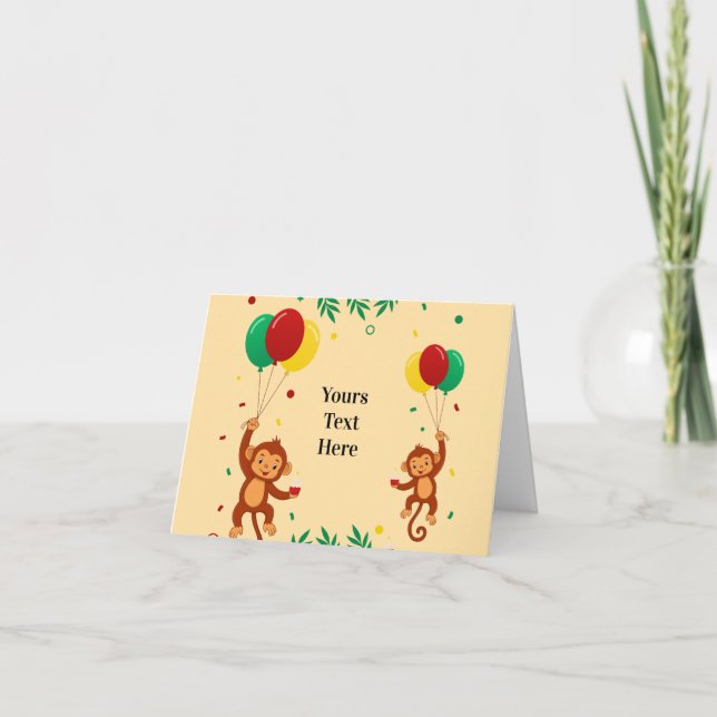 Cartão De Agradecimento Balão de Macaco Voador (Frente)