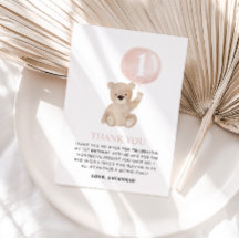 Balão Rosa do Urso do primeiro aniversario