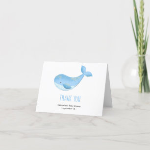 Cartão De Agradecimento Baleia aquarela - obrigado chá de bebê