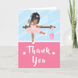 Cartão De Agradecimento Ballerina Afro-Americana Rosa Aniversário Obrigada