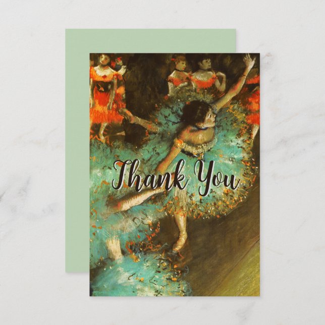 Cartão De Agradecimento Ballerina Dance Green Dancer Edger Degas Painting (Frente/Verso)