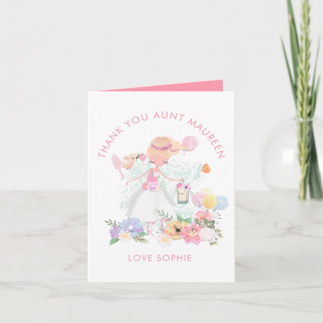 Cartão De Agradecimento Ballerina Florals Nome do Destinatário Obrigado (Frente)