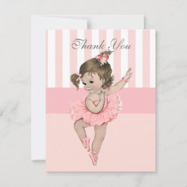 Cartão De Agradecimento Ballerina Saia de Rosa Listras Flores Renda Obriga