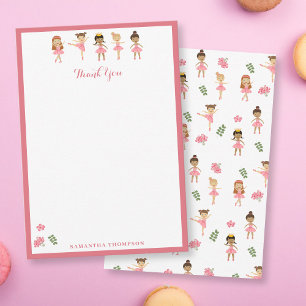 Cartão De Agradecimento Ballerinas Rosa Bailando Padrão