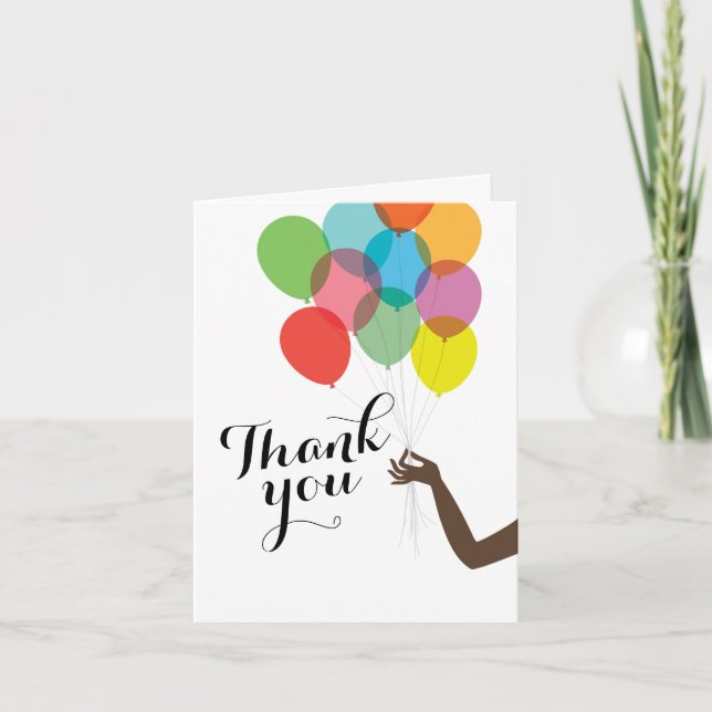 Cartão De Agradecimento Balões Brilhantes Dobrados (Frente)