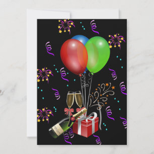 Cartão De Agradecimento Balões de Aniversário Balde de Garrafa Celebração