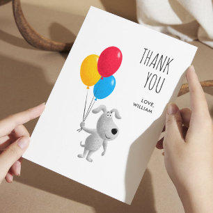 Cartão De Agradecimento Balões de Aniversário de Cachorro de Desenho Anima