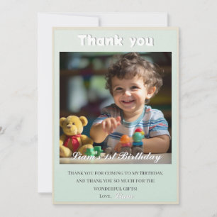 Cartão De Agradecimento Balões de Urso de Pelúcia Aniversário de Crianças