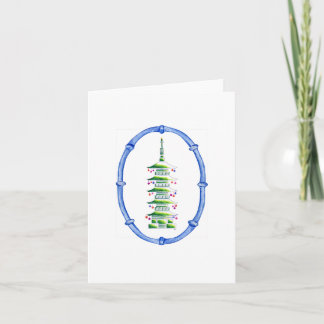 Cartão De Agradecimento Bamboo Chinoiserie Pagoda Christmas Tree Note Card