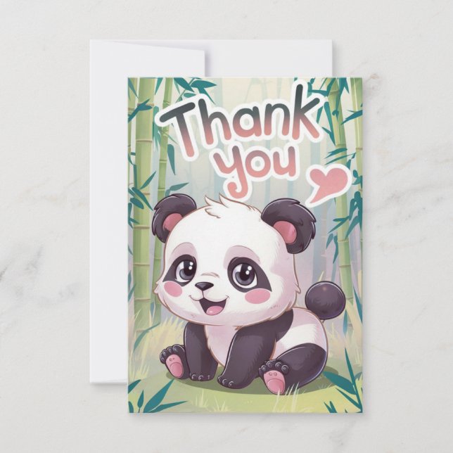 Cartão De Agradecimento Bamboo Panda Encantado (Frente)