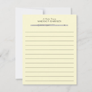 Cartão De Agradecimento Banda de Professores de Música Flute Musical