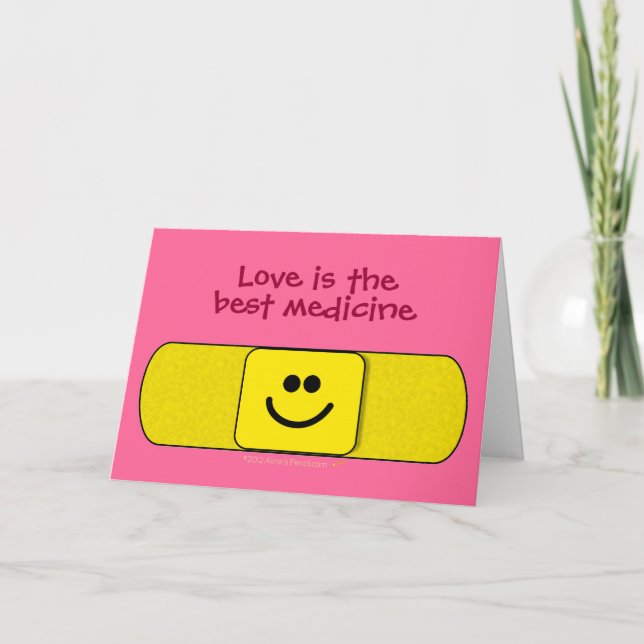 Cartão De Agradecimento Bandaid Love Best Medicine Nurse Thank You (Frente)