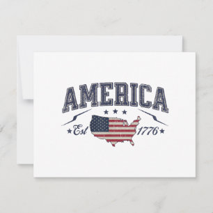 Cartão De Agradecimento Bandeira Americana Patriótica EUA Est 1776 4 de Ju