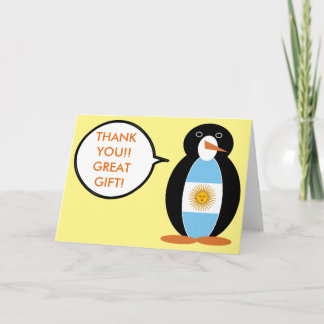 Cartão De Agradecimento Bandeira argentina falando Sra. Penguin