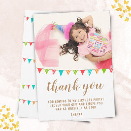 Cartão De Agradecimento Bandeira de Bunting Divertida e Fofa para Foto de 