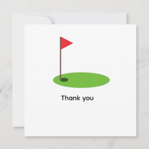 Cartão De Agradecimento Bandeira de golfe no verde minimalista
