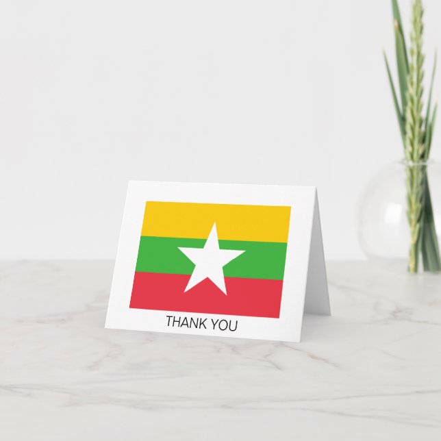 Cartão De Agradecimento Bandeira de Myanmar (Frente)