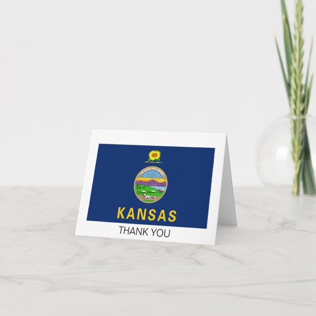 Cartão De Agradecimento Bandeira do Estado do Kansas (Frente)