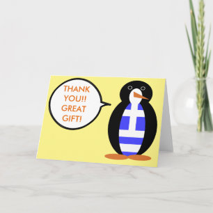 Cartão De Agradecimento Bandeira Grega Falando Sra. Pinguim