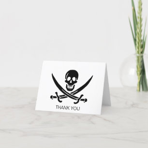 Cartão De Agradecimento Bandeira Pirata Caveira Espadas Cruzadas