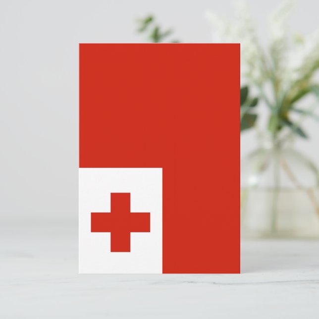 Cartão De Agradecimento Bandeira Tonga (Em pé/Frente)