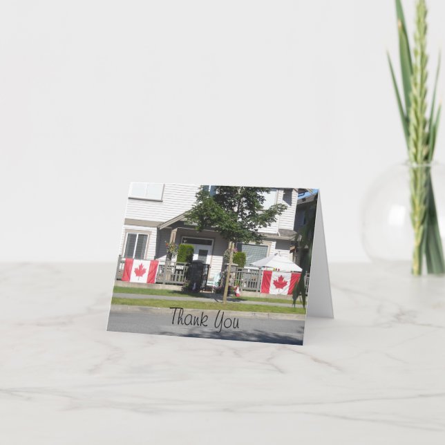 Cartão De Agradecimento Bandeiras Canadianas - Obrigado (Frente)