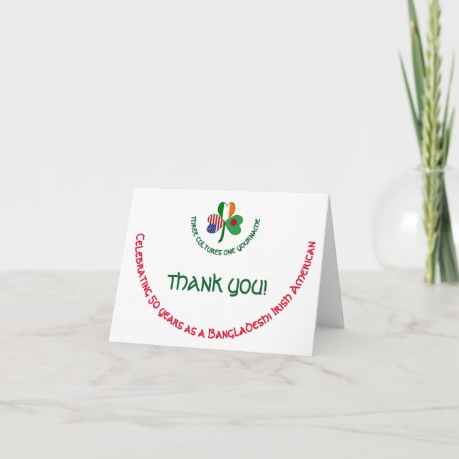 Cartão De Agradecimento Bangladeshi Irish American Shamrock Thank You Card (Frente)