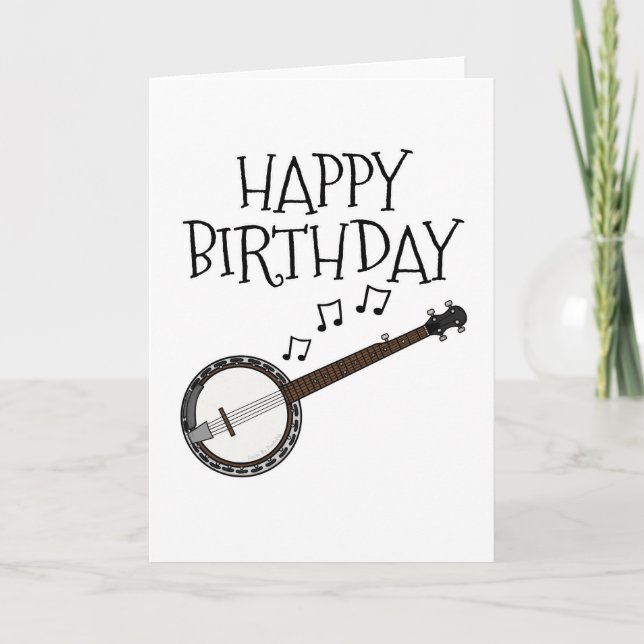 Cartão De Agradecimento Banjo Birthday Card Banjoist Foljoist Musical (Frente)