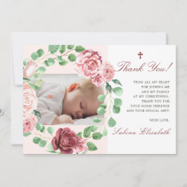 Cartão De Agradecimento Baptism Christening Baby Garden Foto Floral