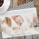 Cartão De Agradecimento Baptism Foto Chic Simples Moderna<br><div class="desc">Este design simples e clássico é composto por tipografia serif e adiciona uma foto personalizada. O dorso tem um padrão de diafragma. Este design é moderno,  chique,  brincalhão e divertido.</div>