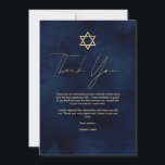 Cartão De Agradecimento Bar Azul Branco, Marinho Dourado, Mitzvah<br><div class="desc">Este Bar moderno e artístico Mitzvah é a escolha perfeita para o seu filho para o seu dia especial. Ele apresenta um fundo azul marinho pintado manualmente. No topo do convite está uma falsa estrela de ouro impressa de David e tipografia personalizada. É um design único, legal e moderno para...</div>