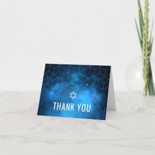 Cartão De Agradecimento Bar da Galáxia Espacial Azul Mitzvah