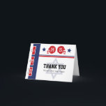Cartão De Agradecimento Bar de Bilhete Vermelho Azul Mitzvah Obrigado<br><div class="desc">Personalize este Cartões de agradecimentos de ingresso de futebol para o seu Bar Mitzvah, obrigado. Perfeito para a festa do Bar Mitzvah. As cores são vermelho e Marinho azul. Adicione uma imagem de cheio para mostrar sua foto favorita ou remova-a para deixar o vazio! Personalize sua própria mensagem ou exclua-a...</div>