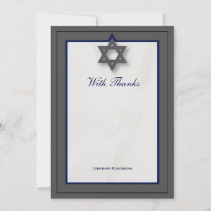 Cartão De Agradecimento Bar Elegante Mitzvah Obrigado na Cinza