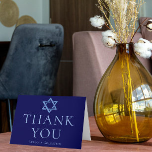 Cartão De Agradecimento Bar Mitzvah Estrela de Davi Azul Real Personalizad