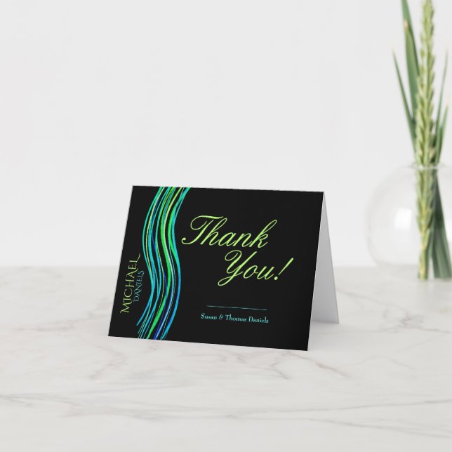 Cartão De Agradecimento Bar Mitzvah Prayer Shawl Neon Green Thank You (Frente)