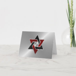Cartão De Agradecimento Bar Mitzvah Silver Red Black Star de David