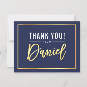 Cartão De Agradecimento BAR MODERNO MITZVAH obrigado seu nome dANIEL