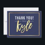 Cartão De Agradecimento BAR MODERNO MITZVAH obrigado seu nome de ouro mari<br><div class="desc">pelo kat massard >> kat@simplysweetPAPERIE.com << Uma maneira simples e na moda para dizer obrigado para o seu convidado para participar do BAR/BAT MITZVAH do seu filho como modelo, é simples você adicionar seus próprios detalhes ou clicar no botão personalizar e você pode adicionar ou alterar texto, fontes, tamanhos etc....</div>