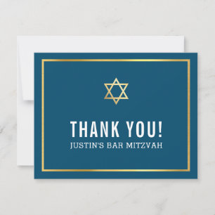 Cartão De Agradecimento BAR MODERNO MITZVAH simples obrigado seu marinho d