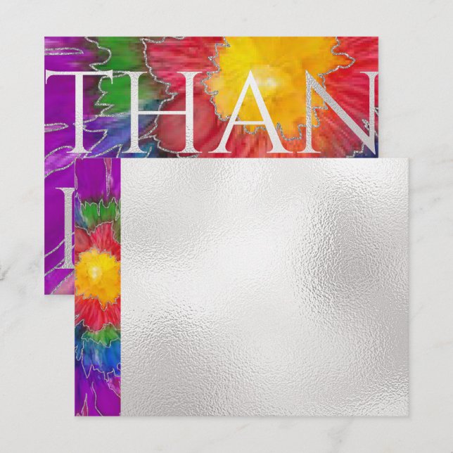 Cartão De Agradecimento Bar ou Bat Mitzvah Obrigado Florais Inclusos Elega (Frente/Verso)