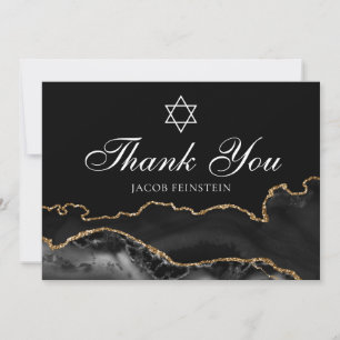 Cartão De Agradecimento Bar Personalizado Mitzvah Estrela Dourada de David