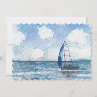 Cartão De Agradecimento Barco à Vela Aquarela