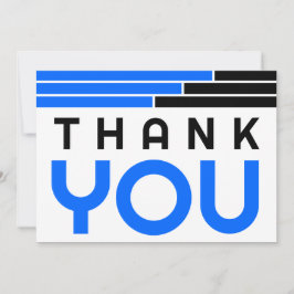 Cartão De Agradecimento Bares Azuis e Pretos - Festa de Formando Obrigado