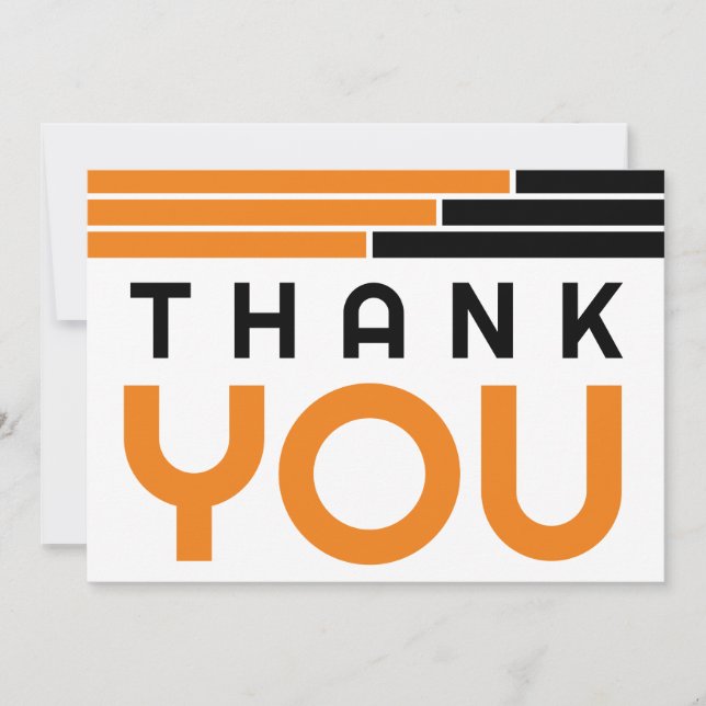 Cartão De Agradecimento Bares Laranja e Pretos Formando Festa Obrigado (Frente)