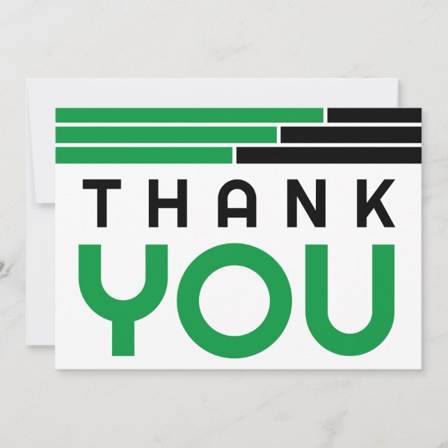 Cartão De Agradecimento Bares Verdes e Negros Formando Festa Obrigado (Frente)