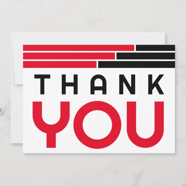 Cartão De Agradecimento Bares Vermelhos e Pretos Formando Festa Obrigado (Frente)