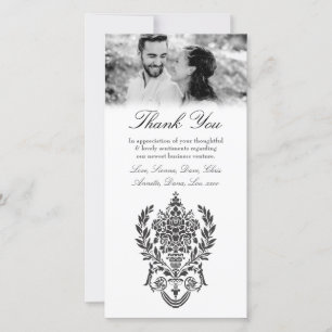 Cartão De Agradecimento Barroco Branco Negro Obrigado Acordo Comercial