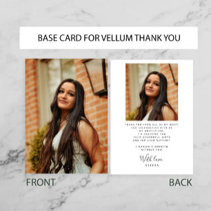 Cartão De Agradecimento BASE de FOTO preto branco para a graduação de velu
