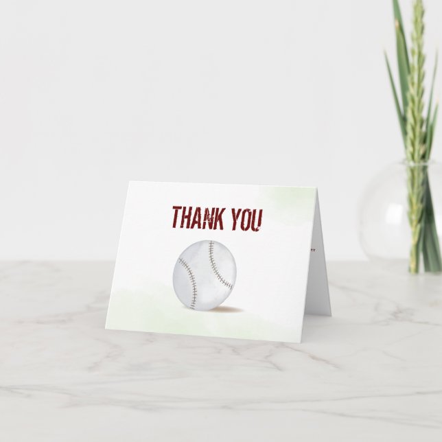 Cartão De Agradecimento Baseball Minimalista Moderno Muito Obrigado (Frente)